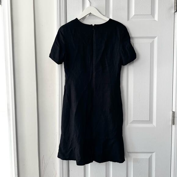 Tom and Linda Platt Black Vintage Split Neck Crepe Short Sleeve Sheath Dress 6 - Picture 8 of 10